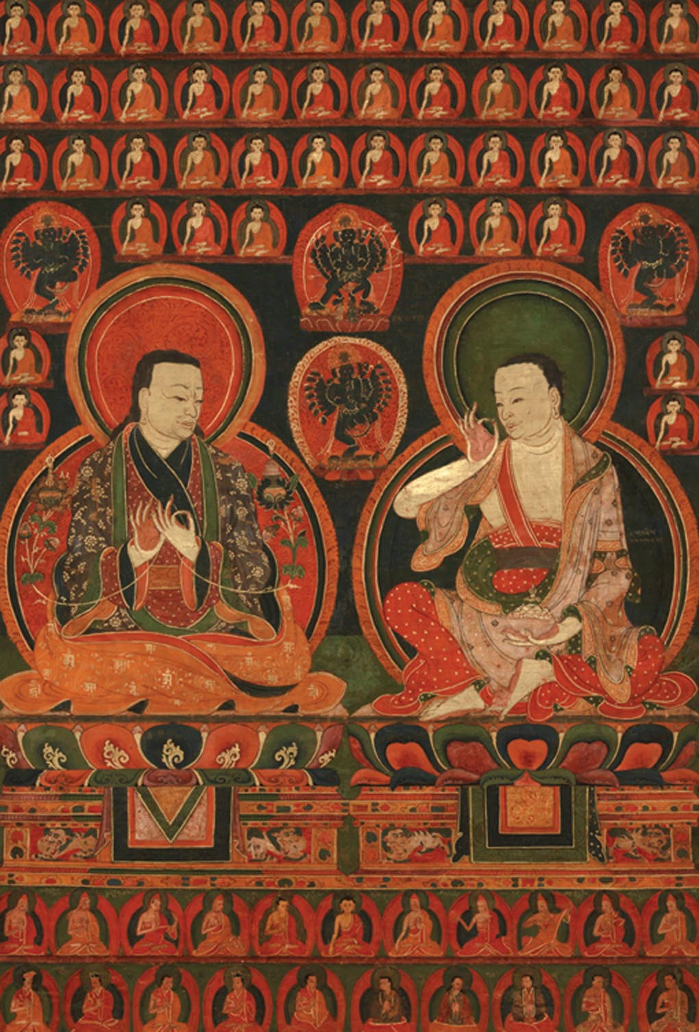 Marpa Lotsāwa et son disciple de cœur, Jètsun Milarépa. Rubin Museum of Art F1997.39.5  (HAR 562). Photo de Bruce M. White.